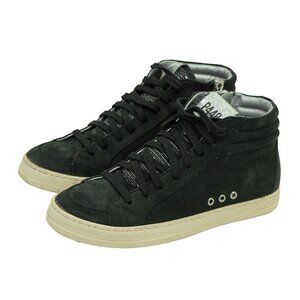 P448 Skate Hi Top Sneaker Black  Leather Goth Minimal Streetwear Sneaker Shoe